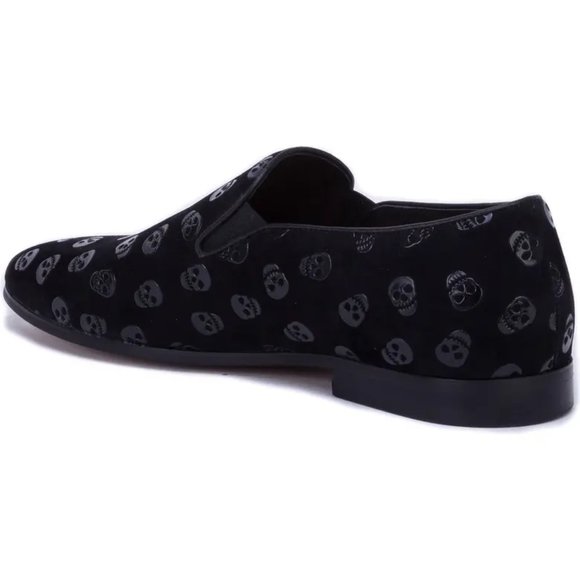 ROBERT GRAHAM Delphi Venetian Embossed Skull Leather Black Loafer - Picture 5 of 8